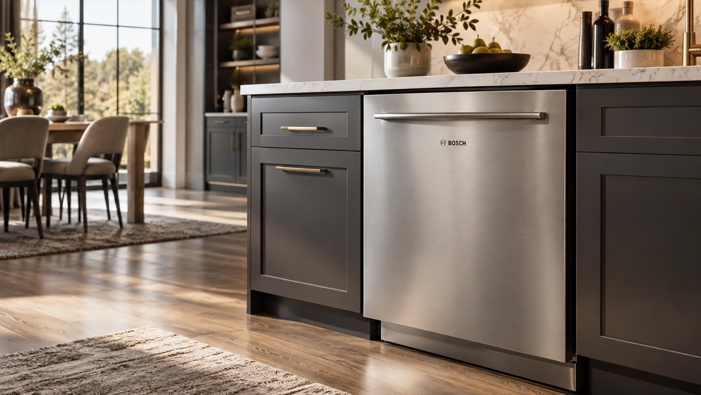 Built-in Bosch dishwasher in a Houston kitchen island