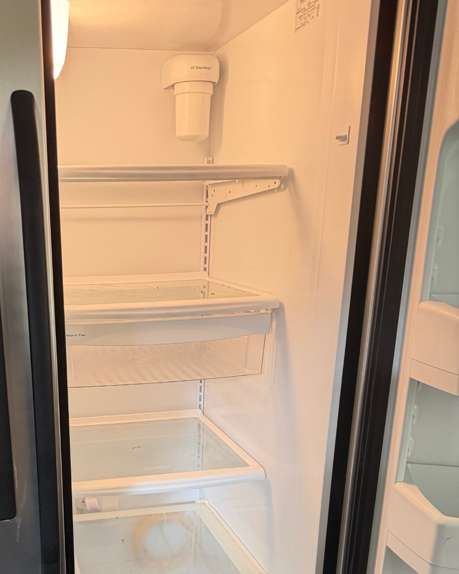 The same refrigerator with the interior lights back on after the main control board was replaced